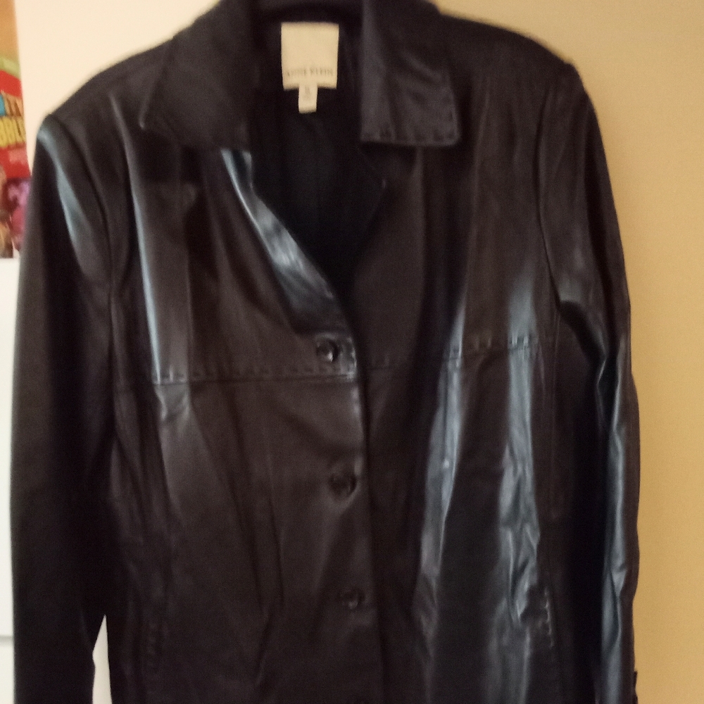 Black Anne Klein Womens Leather Jacket size XL